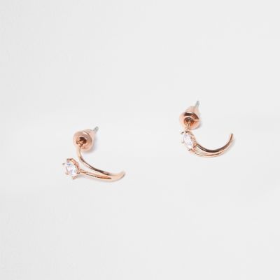 Rose gold tone diamante earrings
